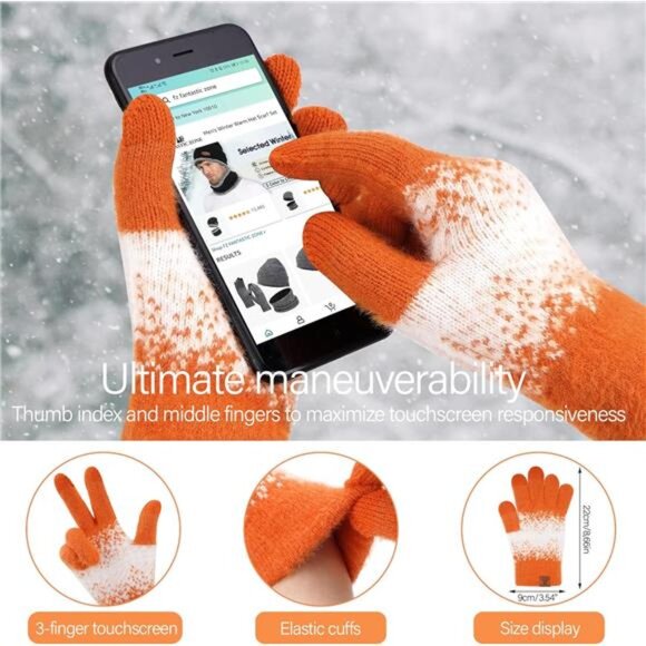 Womens Winter Knit Beanie Hats‎ and Touchscreen Gloves Long Scarf Set with Warm - Picture 4 of 7
